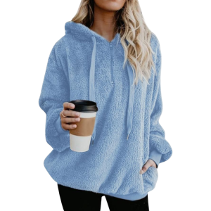 Oversized Fuzzy Hoodie With Pockets For Women