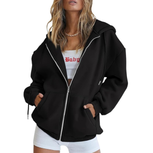 Oversized Casual Zip Up Sweatshirts With Pocket For Women