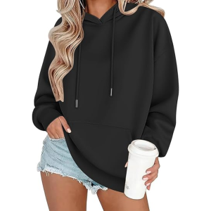 Oversized Long Sleeve Pullover Hoodie With Kangaroo Pocket For Women