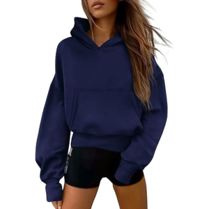 Long Sleeve Half Zip Cropped Hoodie For Women