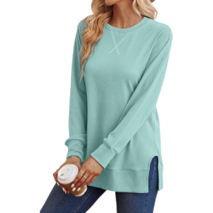 Side Split Long Sleeve Sweatshirt For Women