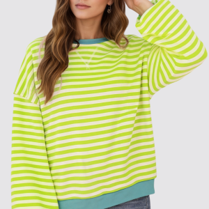 Oversized Striped Pullover Long Sleeve Sweatshirt