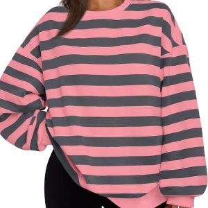 Striped And Printed Oversized Sweatshirt
