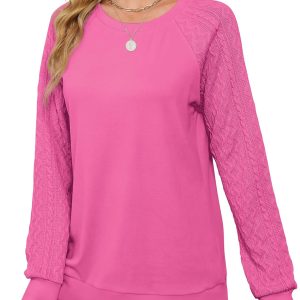 Women Crewneck Cable Knit Sweatshirt