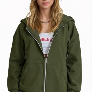 Cropped Zip Up Hoodie Jacket For Casual And Gym Wear