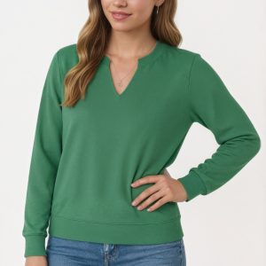 Casual Long Sleeve V Neck Loose Fit Pullover Sweatshirts